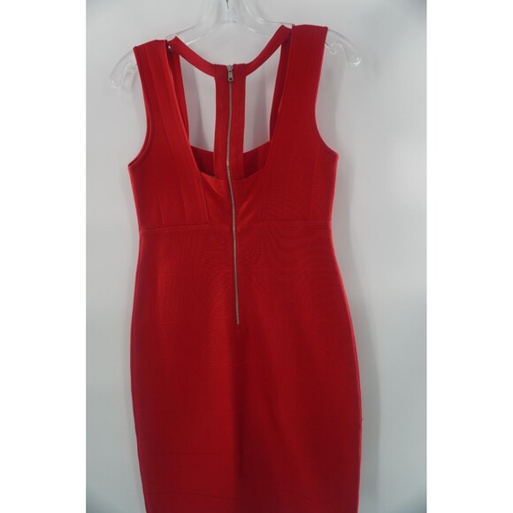 ARMANI EXCHANGE Red Sleeveless Bandage Bodycon Cutout Back Zipper Dress Sz M - Picture 6 of 10